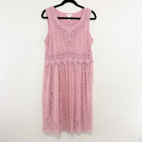 Sundance Pink Lace Sleeveless Boho Feminine Midi Dress Women's Size 12 - Picture 2 of 8